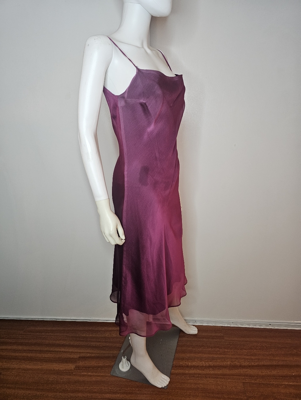 Lucent Y2k VTG Silky Spaghetti Strap Midi Slip Dress in Plum Size S - Picture 9 of 9